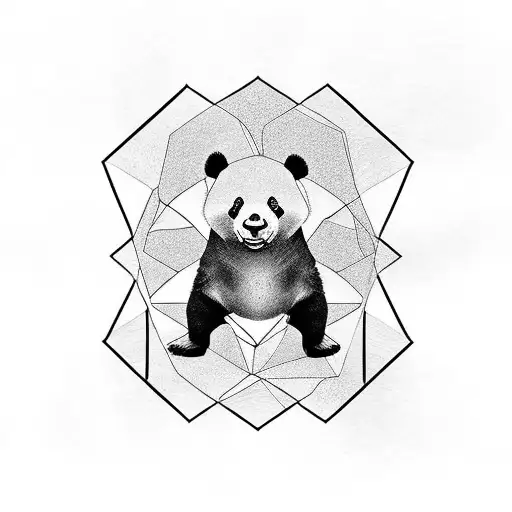 Panda bear on bamboo forest tattoo design idea
