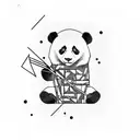 Panda bear on bamboo forest tattoo design idea