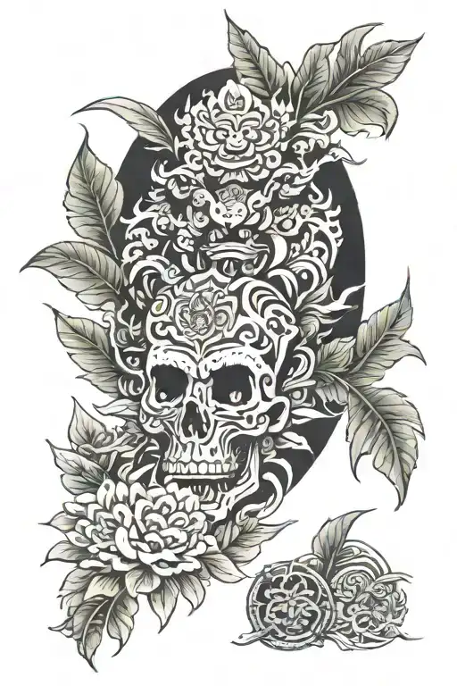 Bali Japan jungle tattoo design idea