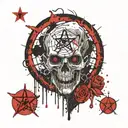 The bloody zombie in the pentagram of the heartbreakers is light tattoo design idea
