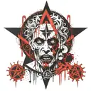The bloody zombie in the pentagram of the heartbreakers is light tattoo design idea