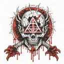 The bloody zombie in the pentagram of the heartbreakers is light tattoo design idea