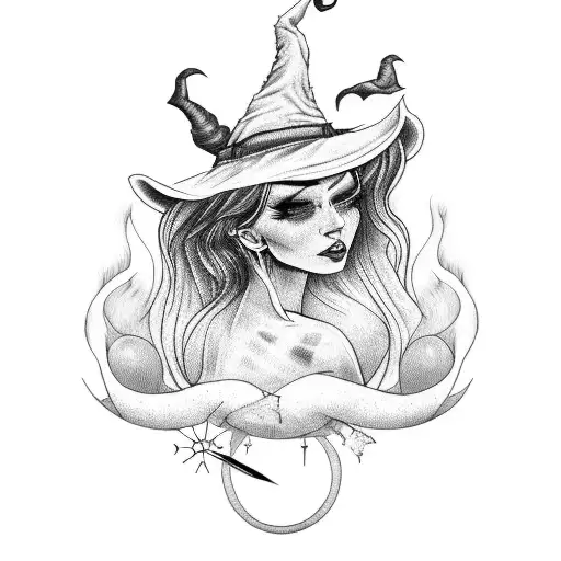 Instant Download Tattoo Design Botanical Witch and Potions Printable  Stencil Template - Etsy | Tattoo designs, Witch tattoo, Spooky tattoos