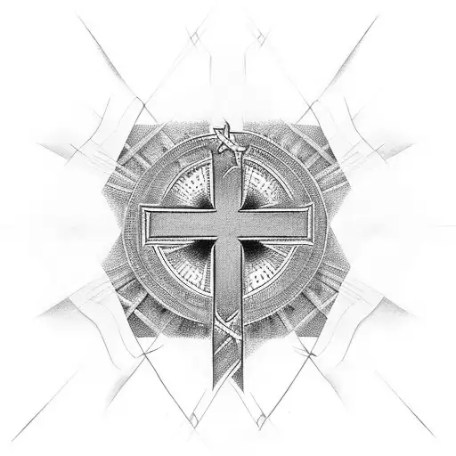 Christian Cross made from nails tattoo design idea