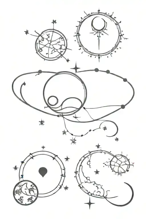 moon phases, Venus, taurus constellation tattoo design idea