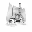 Incorporate construction equipment into a sketch-style tattoo inspired by farming tattoo design idea