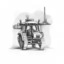 Incorporate construction equipment into a sketch-style tattoo inspired by farming tattoo design idea