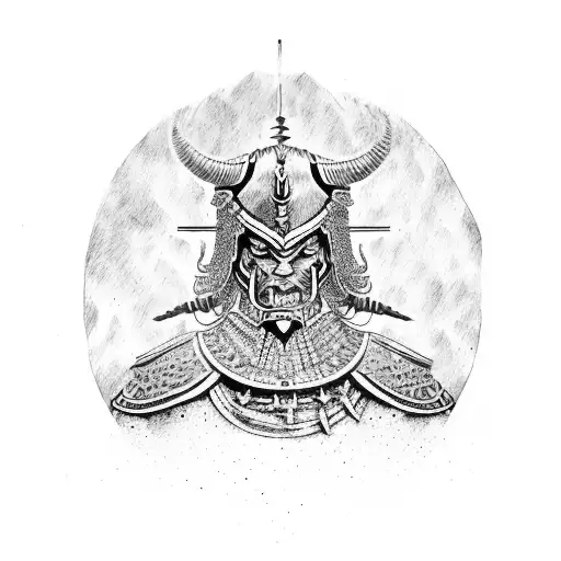 a polish hussar fighting an oni tattoo design idea
