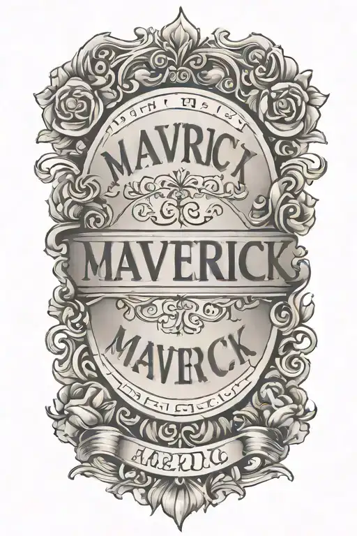 Maverick name tattoo with date 30/05/2024 tattoo design idea