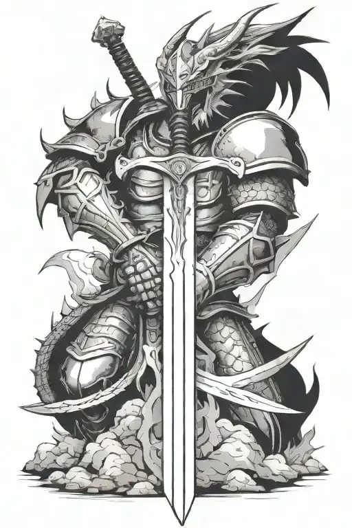 Berserk dragonslayer sword in ground tattoo design idea