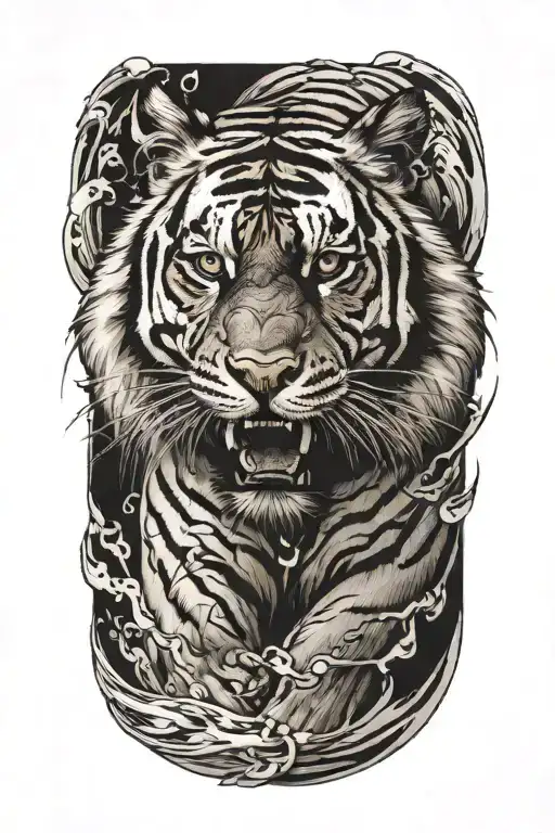 Tiger full body tattoo design idea
