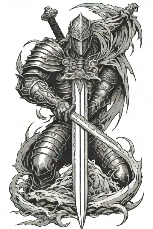 Berserk dragonslayer sword in ground tattoo design idea