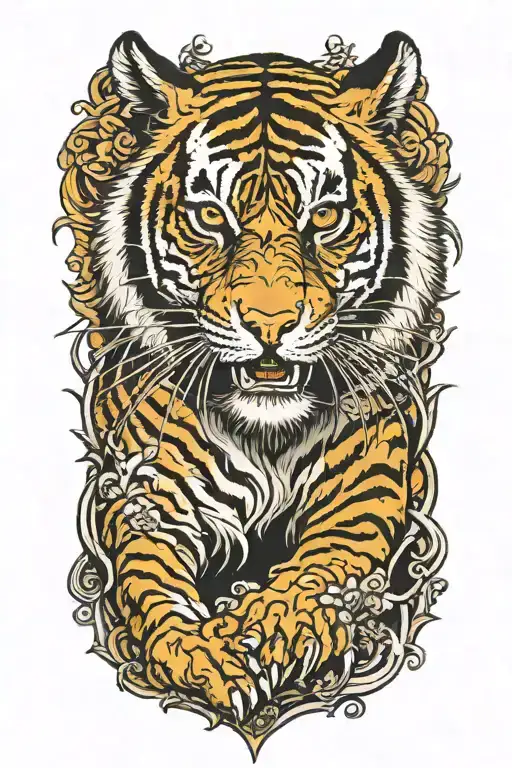 Tiger full body tattoo design idea