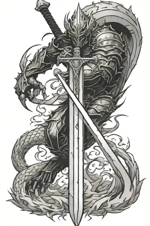 Berserk dragonslayer sword in ground tattoo design idea