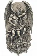 demon and angel fighting each other tattoo design idea