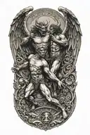 demon and angel fighting each other tattoo design idea