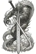 Berserk dragonslayer sword in ground tattoo design idea
