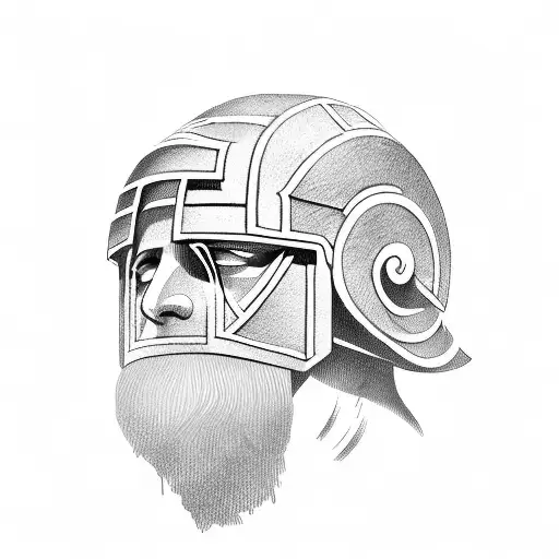 Greek Parthenon merging with a Spartan Hoplite helmet tattoo design idea
