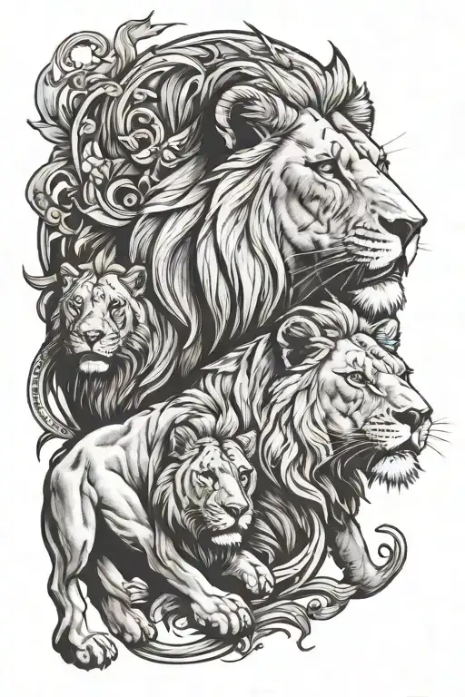 Daniel and lions den tattoo design idea