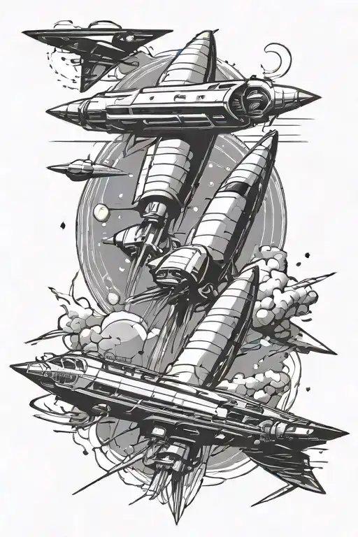 spaceships taking off from Valencia, Spain  tattoo design idea