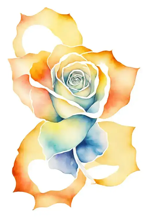 A watercolor geometric rose for back  tattoo design idea