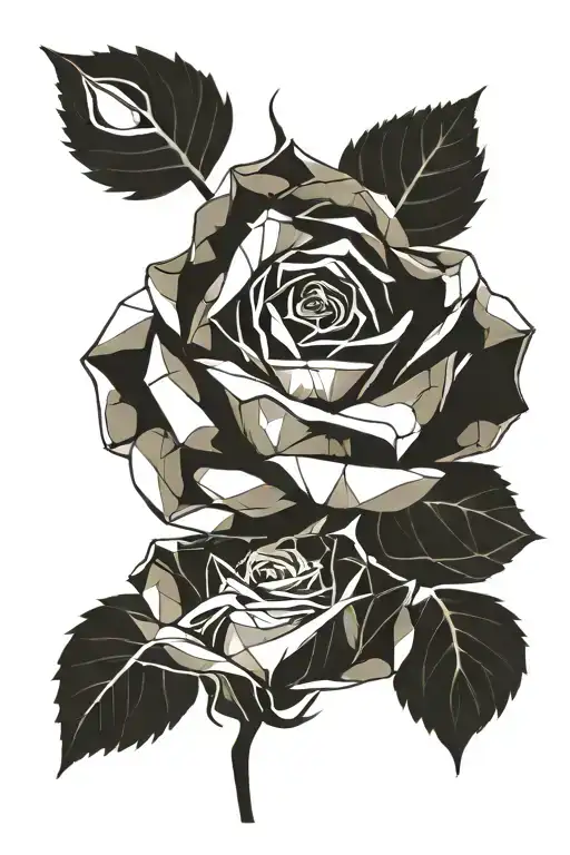 A watercolor geometric rose for back  tattoo design idea