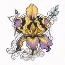 iris flower space tattoo design idea