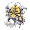 iris flower space tattoo design idea