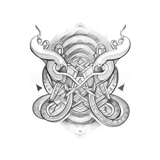 Gemini, snake, witchy,  colorful tattoo design idea