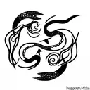 Gemini, snake, witchy,  colorful tattoo design idea
