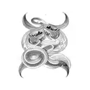 Gemini, snake, witchy,  colorful tattoo design idea