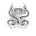 Gemini snake witchy  colorful tattoo design idea