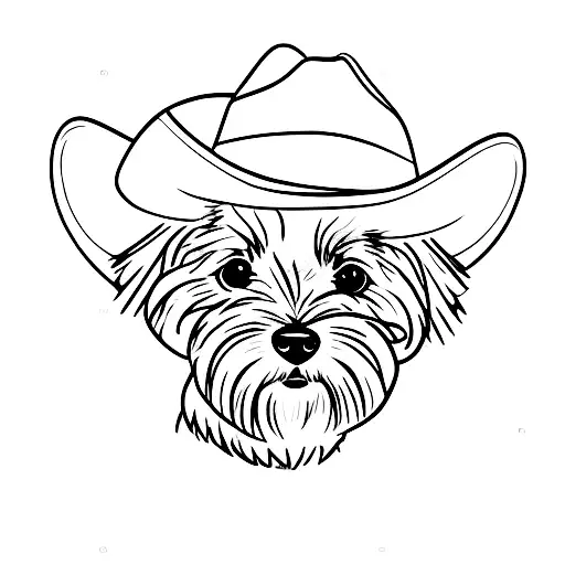 cairn terrier wearing cowboy hat tattoo design idea