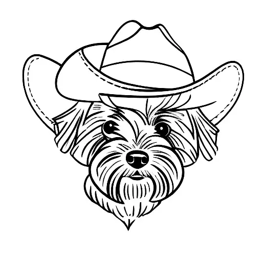 schnauzer wearing cowboy hat tattoo design idea