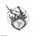 create an heart made by thre names; MATILDA, OSKAR and ANTON tattoo design idea