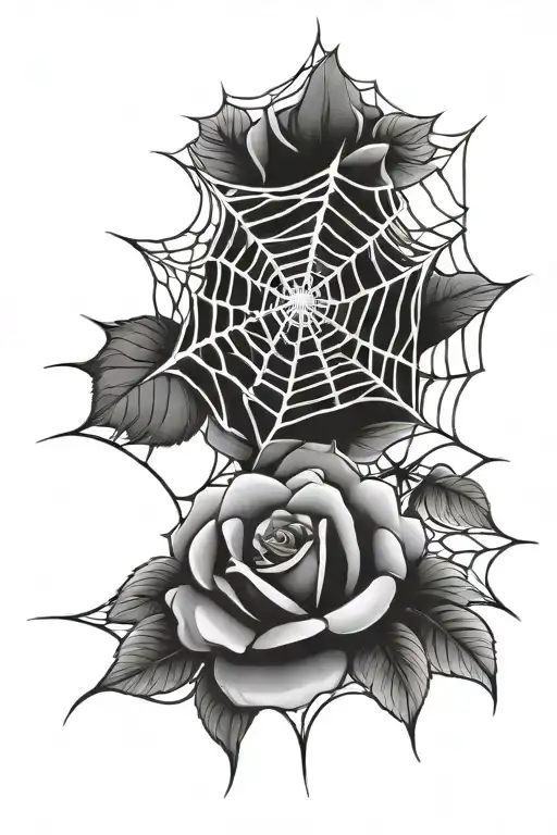 spider web, rose tattoo design idea