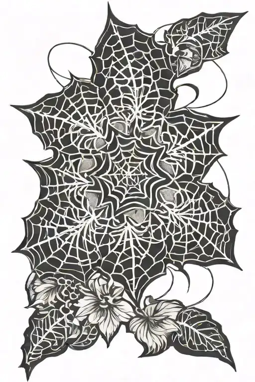 spider web flower intertwined tattoo design idea