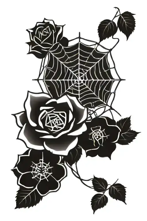 spider web, rose tattoo design idea