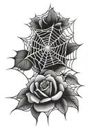 spider web, rose tattoo design idea