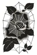 spider web, rose tattoo design idea