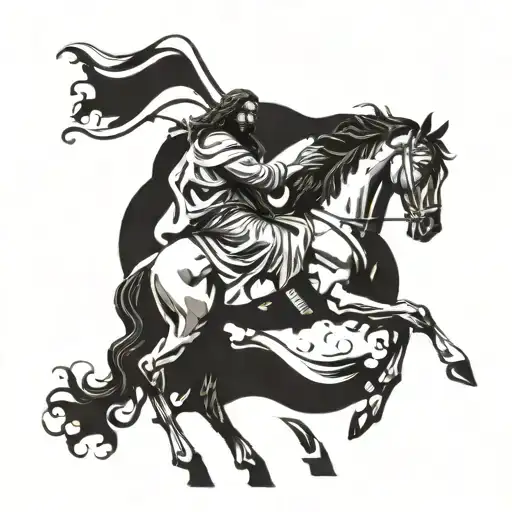Jesus with apocalypse horse tattoo design idea