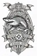 triangles, shark, england soccer crest featuring elements, 3 bands  tattoo design idea