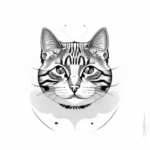 cat whith a butterfly on the nose tattoo design idea