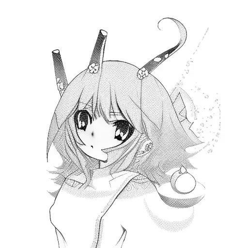 Anime character enjoying a margarita tattoo design idea