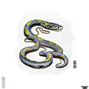 Snake wrapped around the shoulder with elements of trees and architecture   tattoo design idea