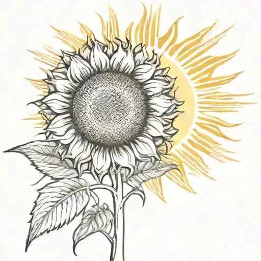 sunflower eclipsing a rising sun tattoo design idea