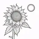 sunflower eclipsing a rising sun tattoo design idea