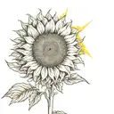 sunflower eclipsing a rising sun tattoo design idea