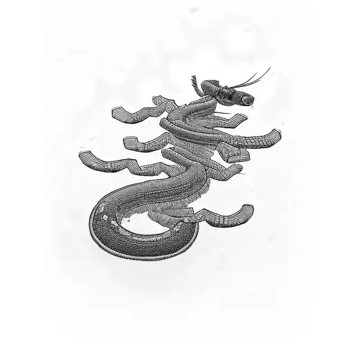 A traditional Japanese-inspired anime scene featuring a centipede tattoo design idea