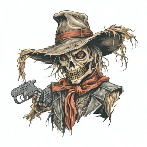 Scarecrow holding uzi  tattoo design idea